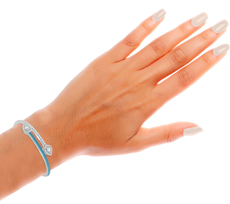 Affinity Diamonds Blue Enamel  Bracelet, 0.75 cttw, Sterling — View 4
