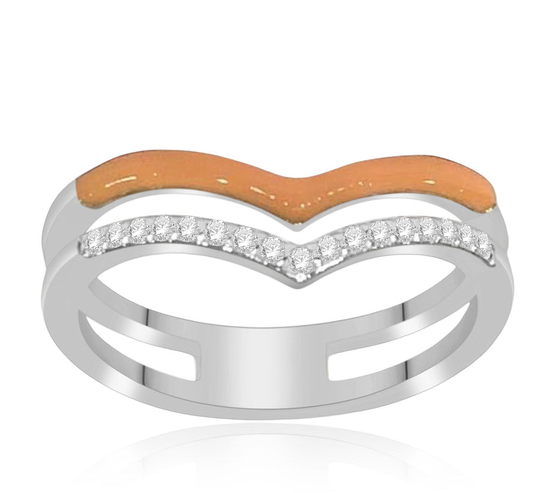 Accents by Affinity Enamel Diamond Chevron Ring , Sterling — Main view