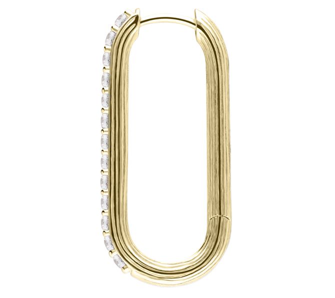 Ariva 18K Gold Clad Sterling White Topaz Oval Hoop Earrings — View 4