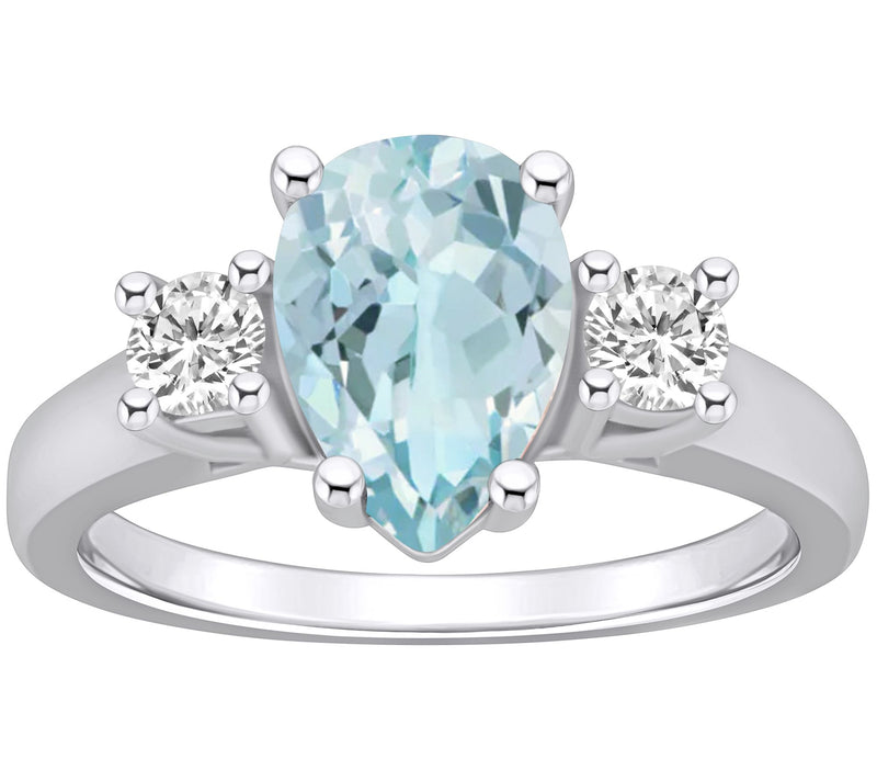 Affinity Gems Pear Aquamarine & Diamond Ring, 14K Gold — Main view