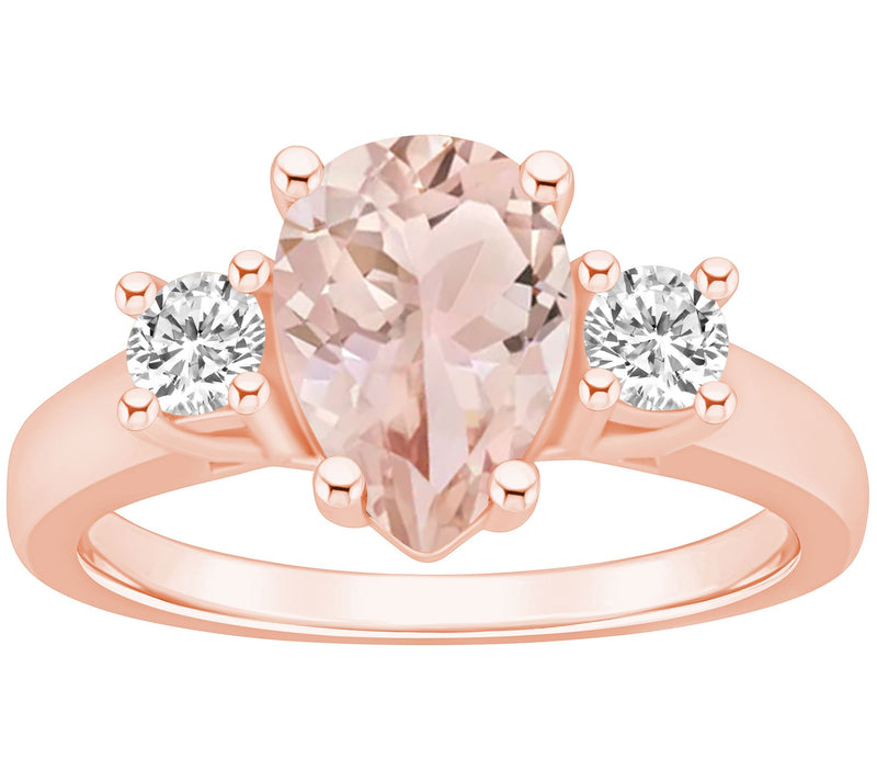 Affinity Gems Pear Morganite & Diamond Ring, 14K Gold — Main view