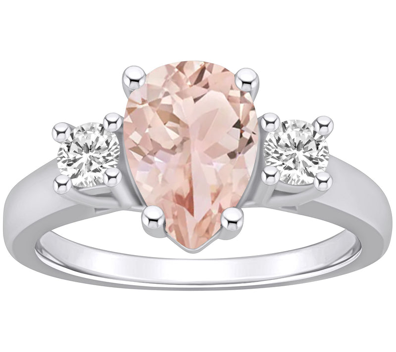 Affinity Gems Pear Morganite & Diamond Ring, 14K Gold — View 5