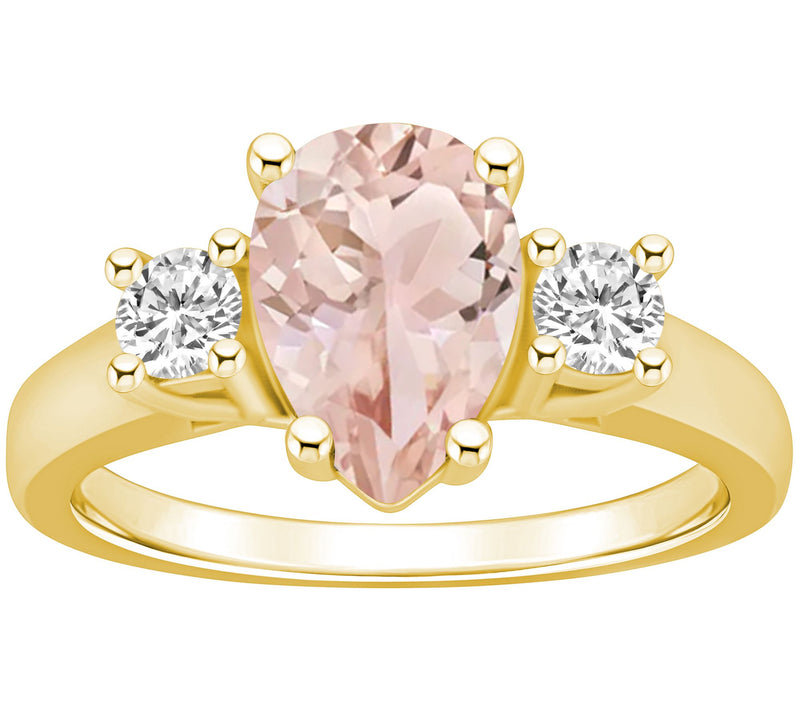 Affinity Gems Pear Morganite & Diamond Ring, 14K Gold — View 7