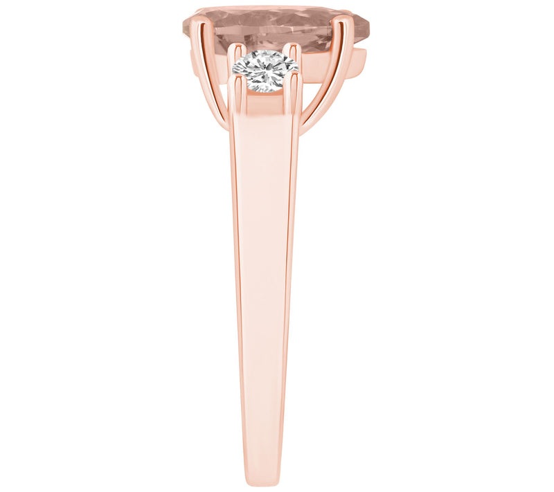 Affinity Gems Pear Morganite & Diamond Ring, 14K Gold — View 9