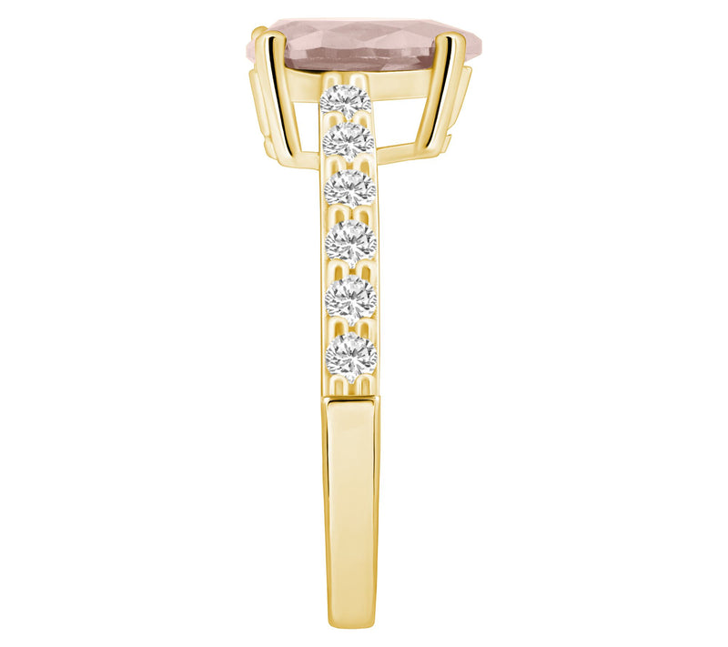 Affinity Gems Pear Cut Morganite & Diamond Ring, 14K Gold — View 9