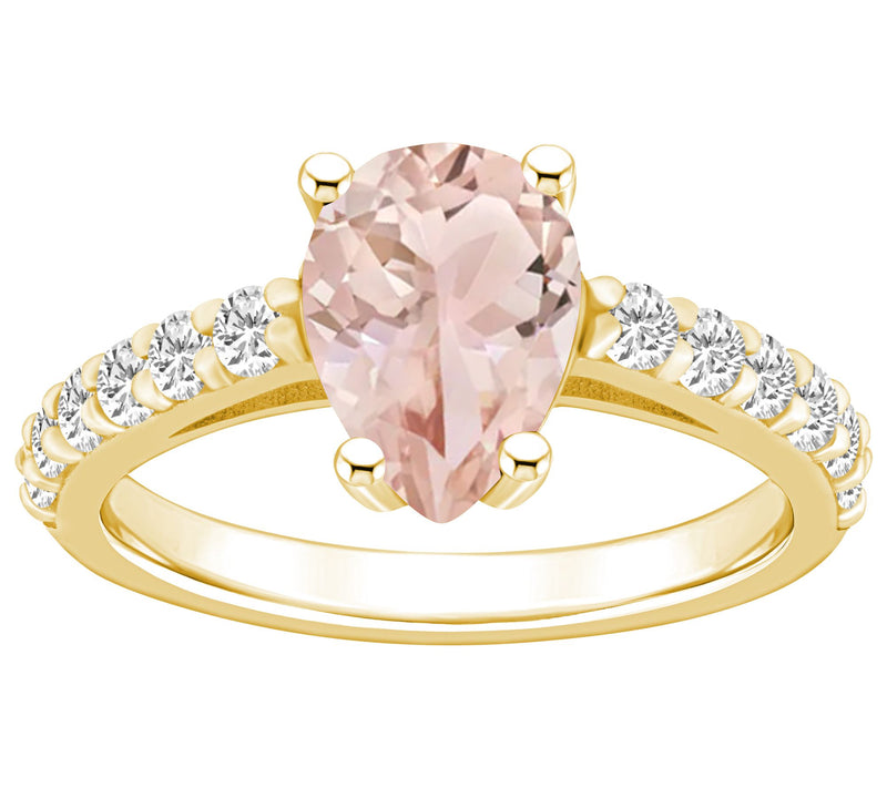 Affinity Gems Pear Cut Morganite & Diamond Ring, 14K Gold — Main view