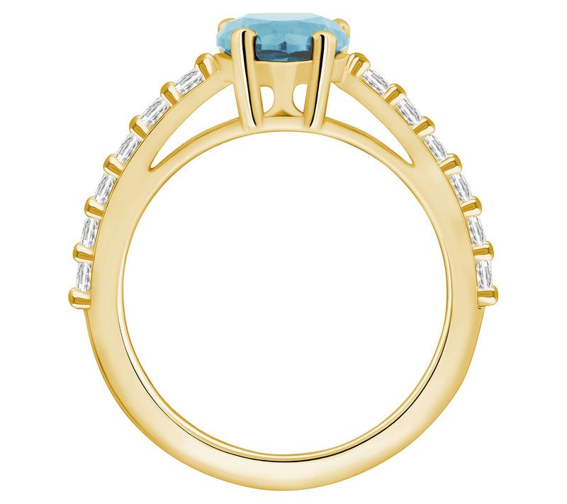 Affinity Gems Pear Cut Aquamarine & Diamond Ring, 14K Gold — View 6