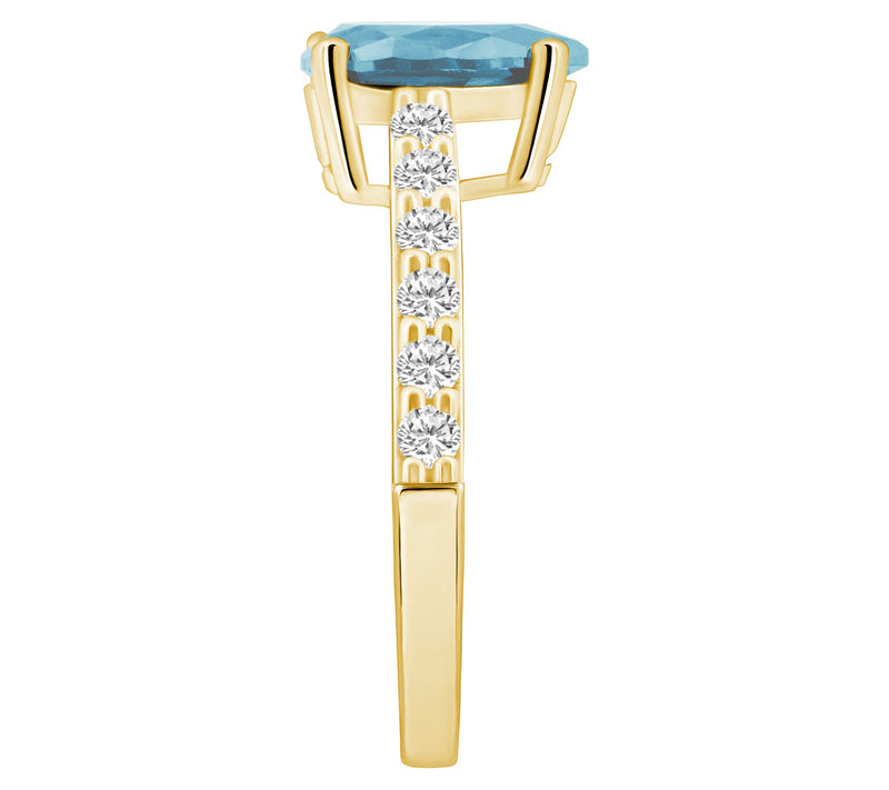 Affinity Gems Pear Cut Aquamarine & Diamond Ring, 14K Gold — View 7