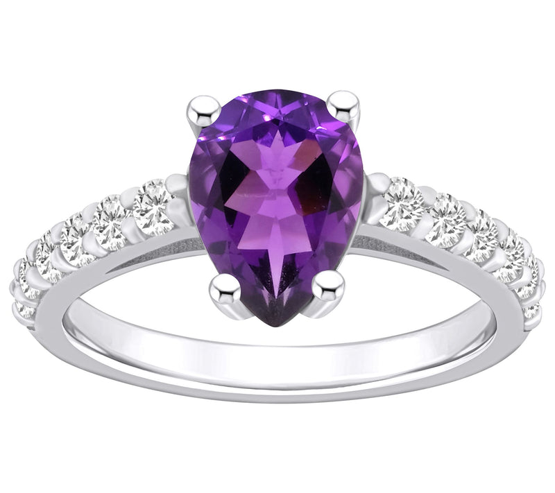Affinity Gems Pear Gemstone & Diamond Ring, 14K White Gold — View 3