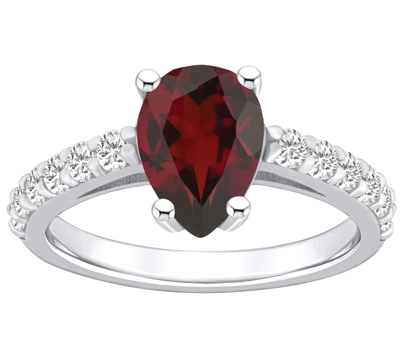 Affinity Gems Pear Gemstone & Diamond Ring, 14K White Gold — View 9