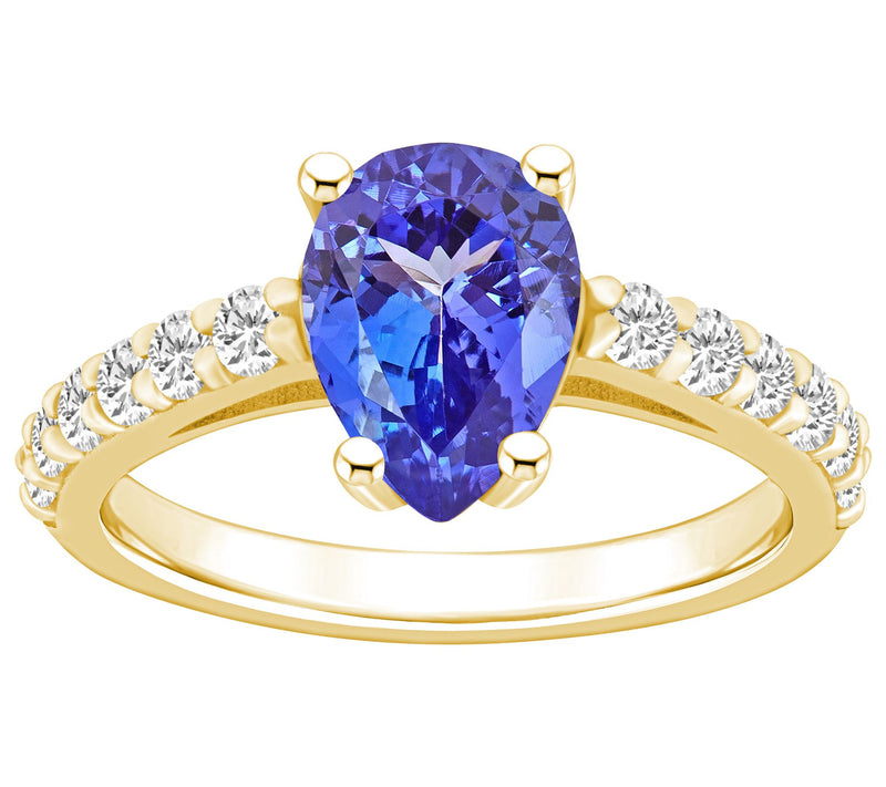 Affinity Gems Pear Cut Tanzanite & Diamond Ring, 14K Gold — View 5