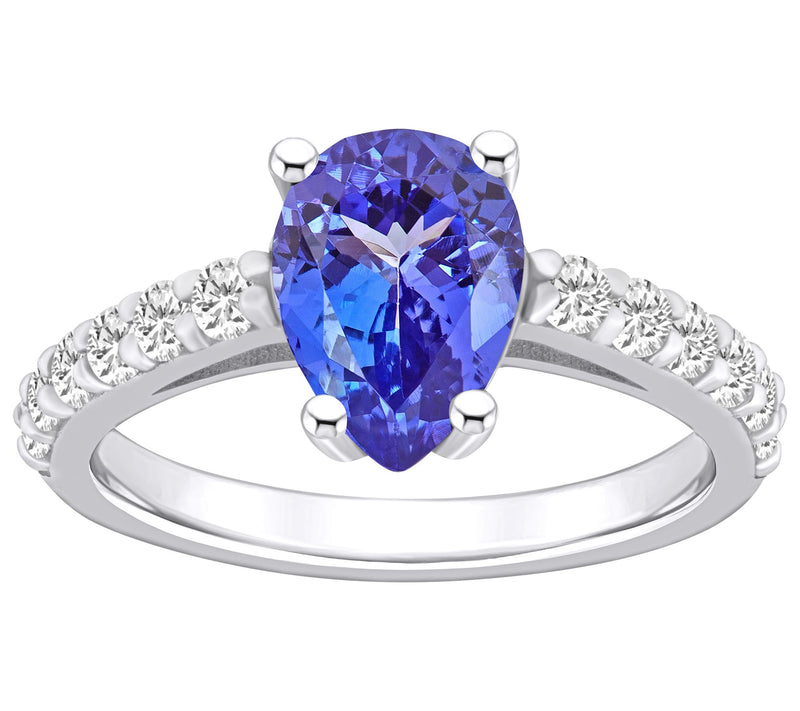 Affinity Gems Pear Cut Tanzanite & Diamond Ring, 14K Gold — Main view