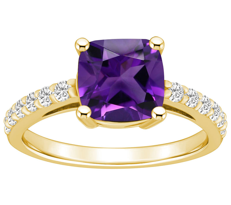 Affinity Gems Cushion Gemstone & Diamond Ring, 14K Gold — View 3