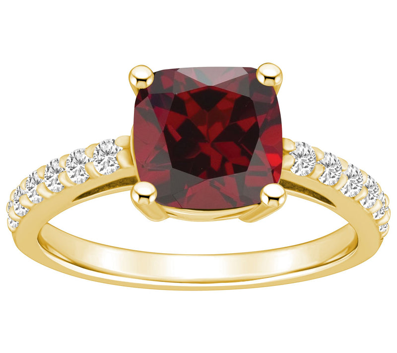 Affinity Gems Cushion Gemstone & Diamond Ring, 14K Gold — View 9