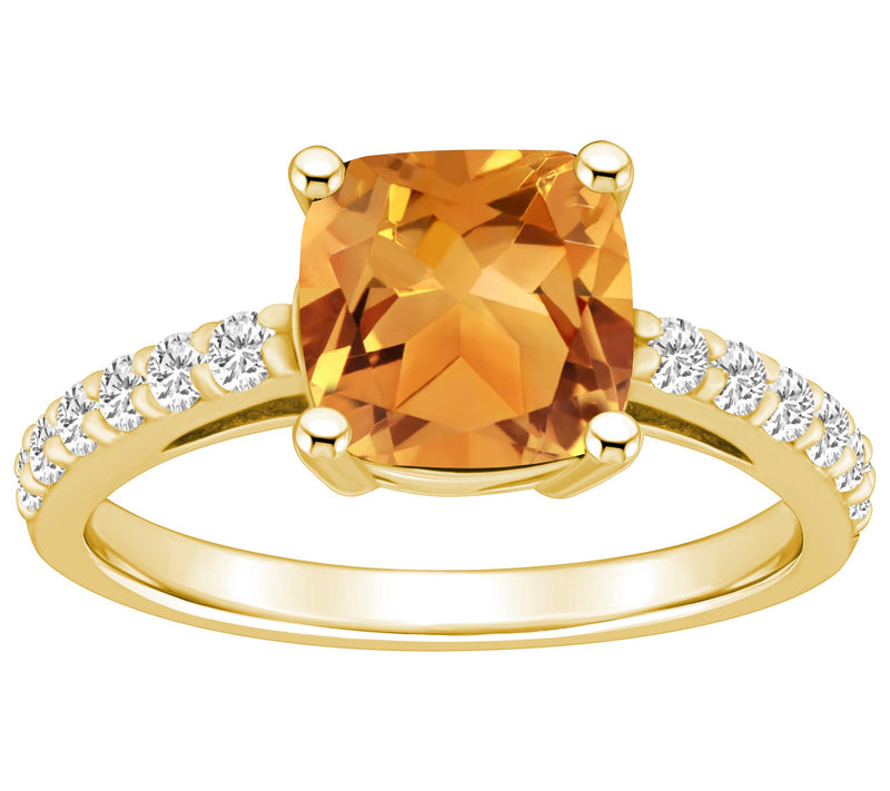 Affinity Gems Cushion Gemstone & Diamond Ring, 14K Gold — View 7