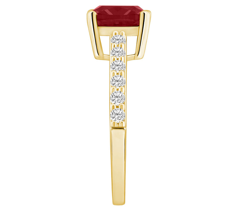 Affinity Gems Cushion Gemstone & Diamond Ring, 14K Gold — View 13