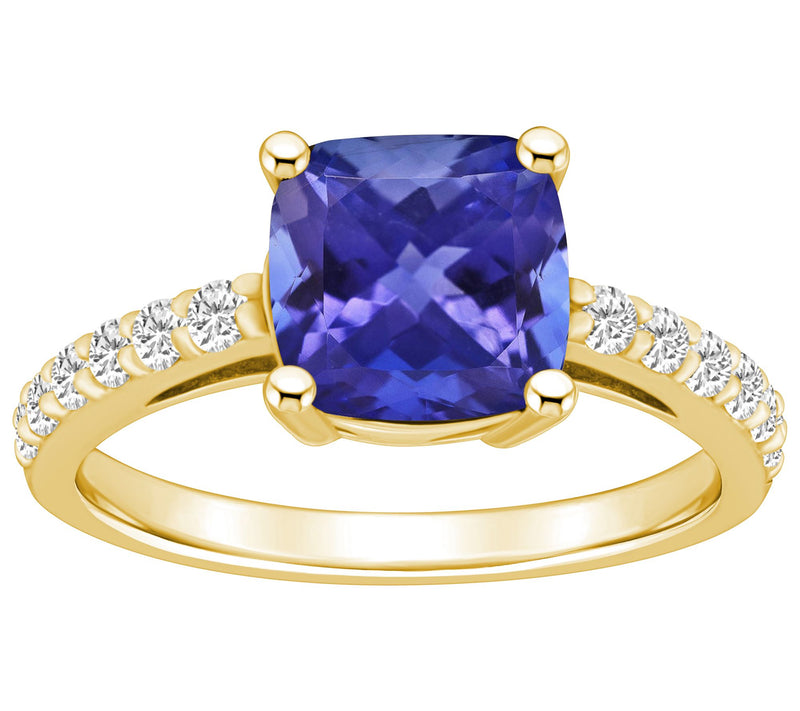 Affinity Gems Cushion Tanzanite & Diamond Ring,14K Gold — View 5