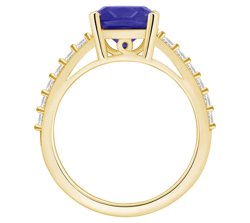 Affinity Gems Cushion Tanzanite & Diamond Ring,14K Gold — View 6
