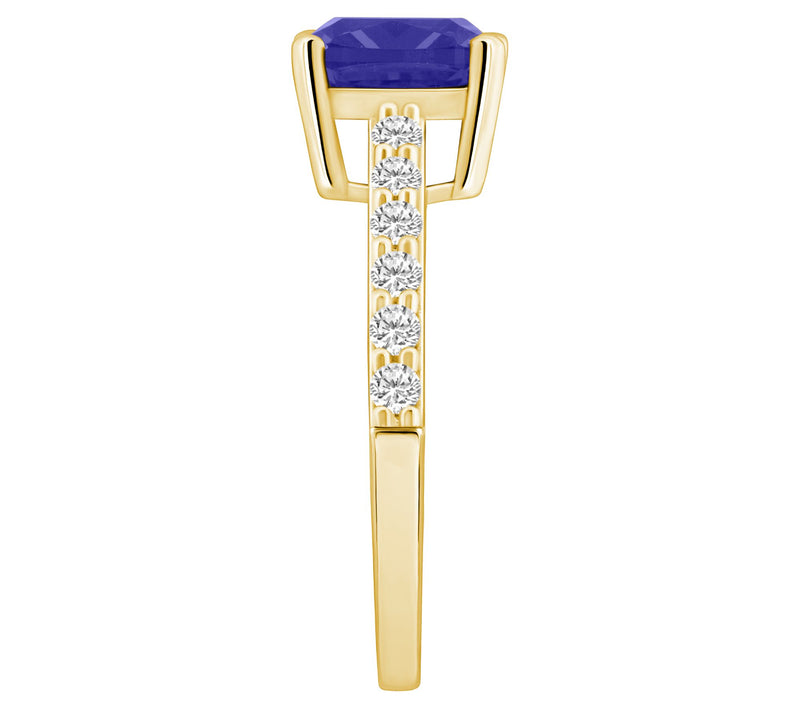Affinity Gems Cushion Tanzanite & Diamond Ring,14K Gold — View 7