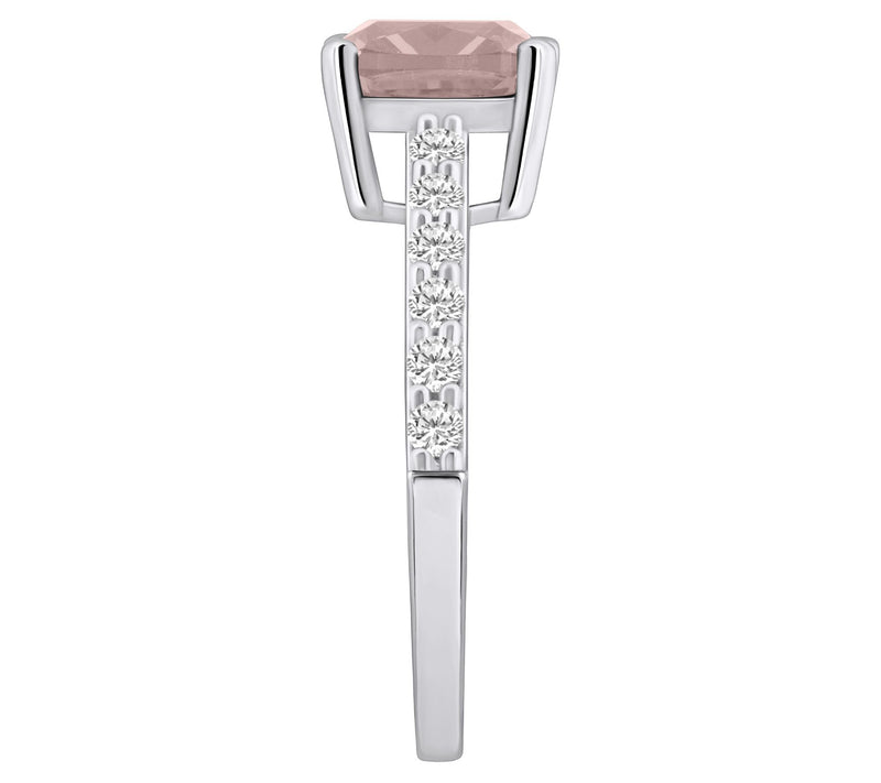Affinity Gems Cushion Morganite & Diamond Ring,14K Gold — View 9