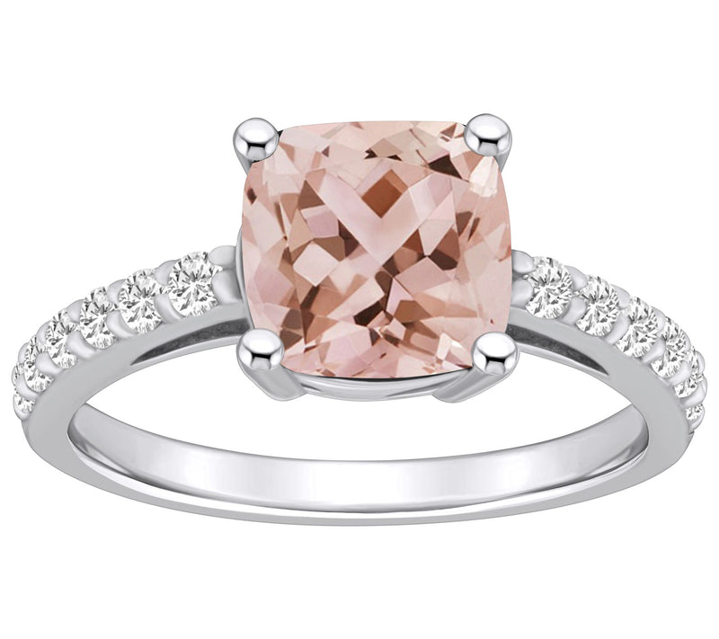 Affinity Gems Cushion Morganite & Diamond Ring,14K Gold — View 5