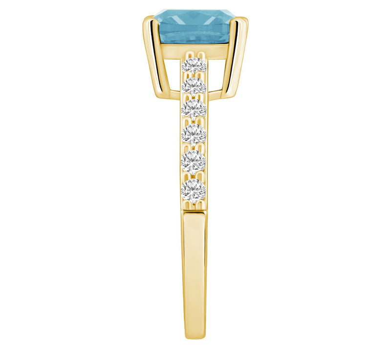 Affinity Gems Cushion Aquamarine & Diamond Ring, 14K Gold — View 7