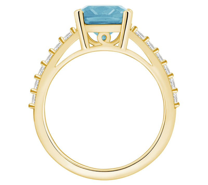 Affinity Gems Cushion Aquamarine & Diamond Ring, 14K Gold — View 6