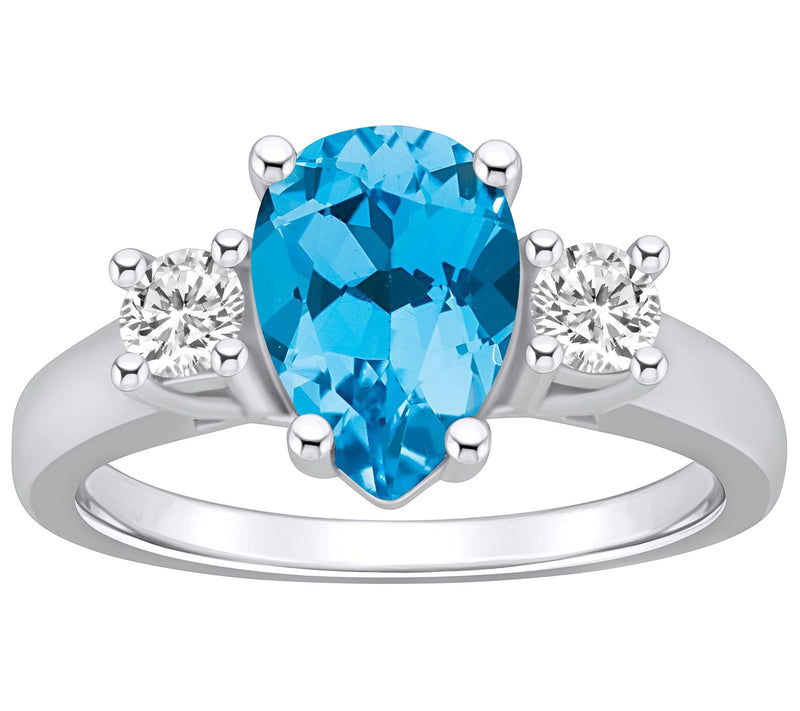 Affinity Gems Pear Gemstone & Diamond Ring, 14K White Gold — View 7