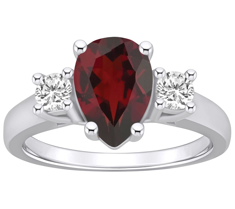 Affinity Gems Pear Gemstone & Diamond Ring, 14K White Gold — View 11