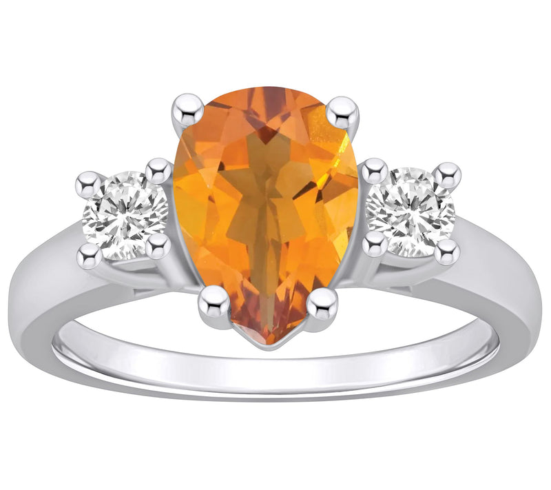 Affinity Gems Pear Gemstone & Diamond Ring, 14K White Gold — View 9