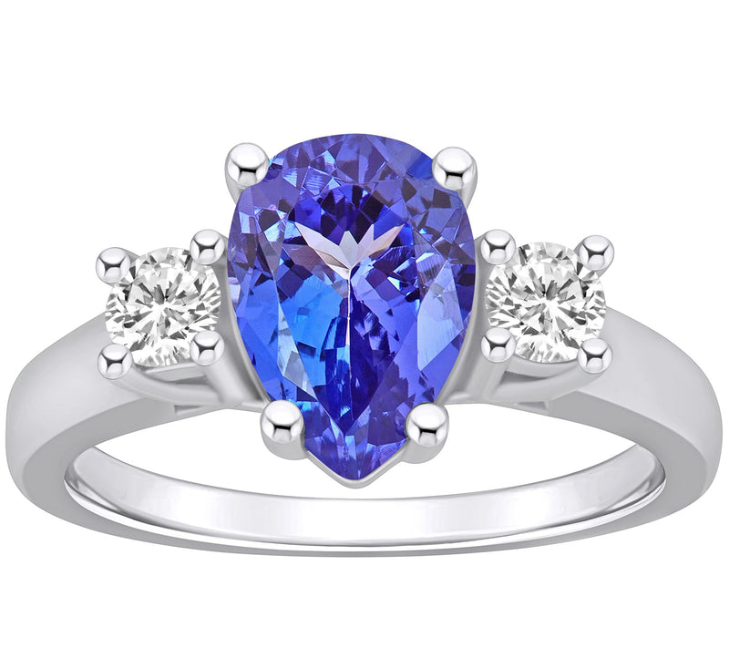 Affinity Gems Pear Cut Tanzanite & Diamond Ring, 14K Gold — View 3