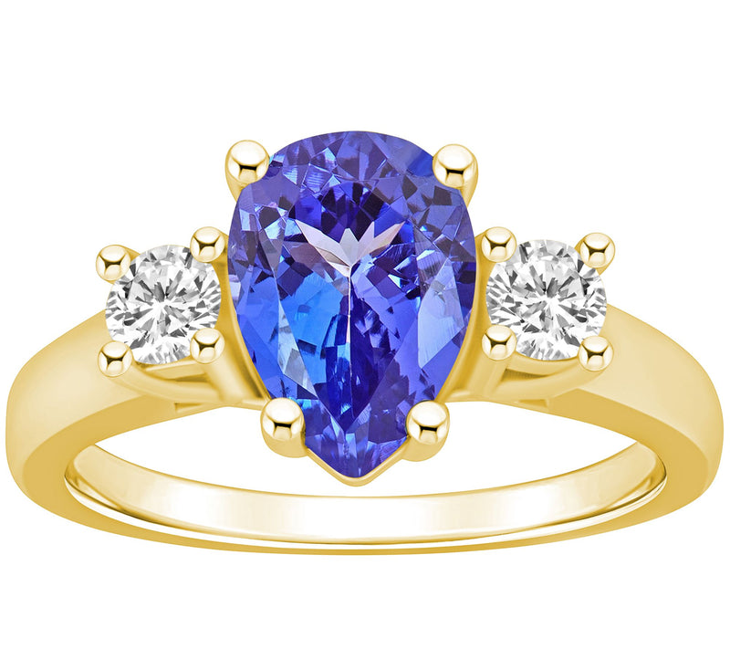 Affinity Gems Pear Cut Tanzanite & Diamond Ring, 14K Gold — View 5