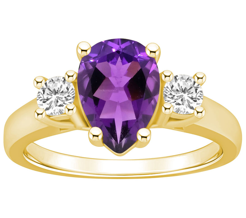 Affinity Gems Pear Cut Gemstone & Diamond Ring,14K Gold — View 3