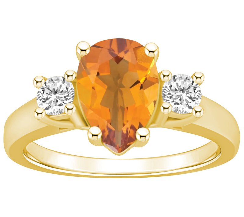 Affinity Gems Pear Cut Gemstone & Diamond Ring,14K Gold — View 9