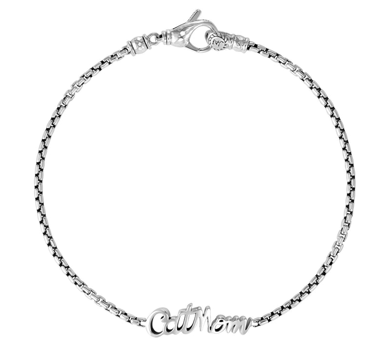JAI Sterling Silver Cat Mom 2.7mm Box ChainAnkle Bracelet — View 3