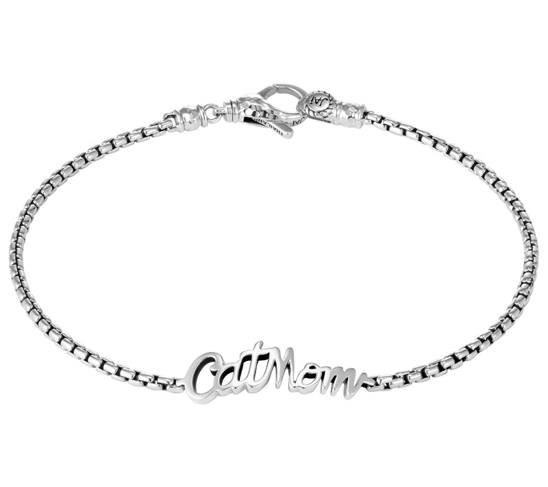 JAI Sterling Silver Cat Mom 2.7mm Box ChainAnkle Bracelet — View 4