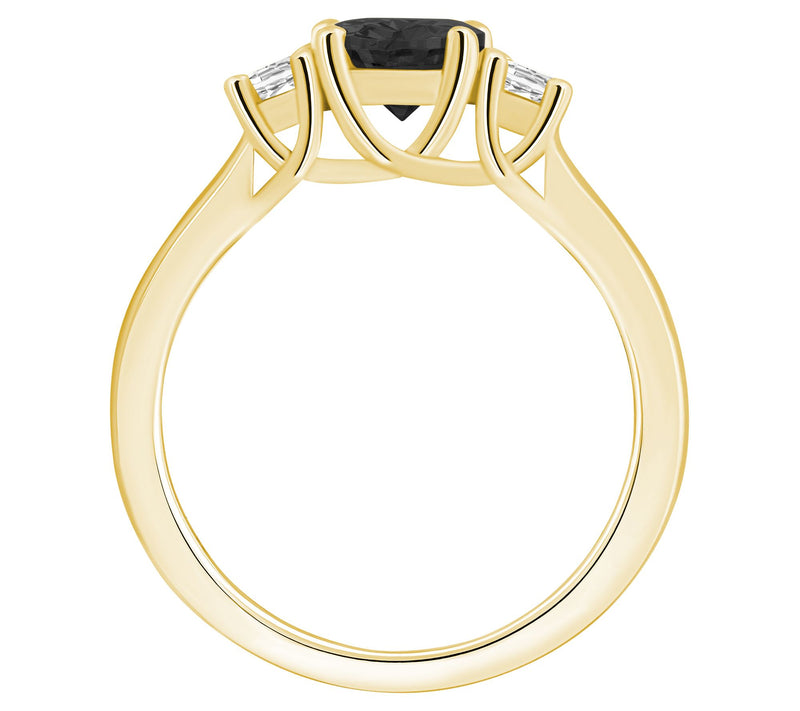 Affinity Gems Black Agate & Diamond Ring, 14K Gold — View 6