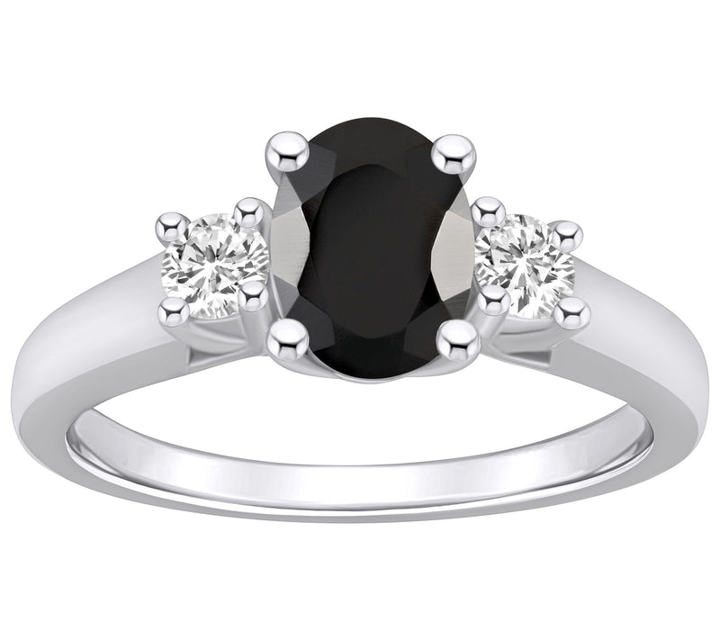 Affinity Gems Black Agate & Diamond Ring, 14K Gold — View 3