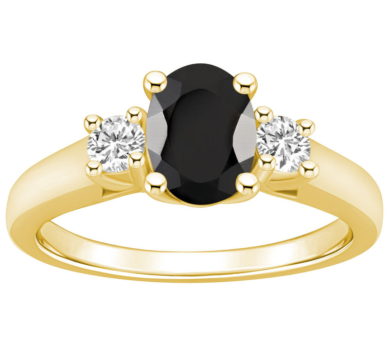 Affinity Gems Black Agate & Diamond Ring, 14K Gold — View 5