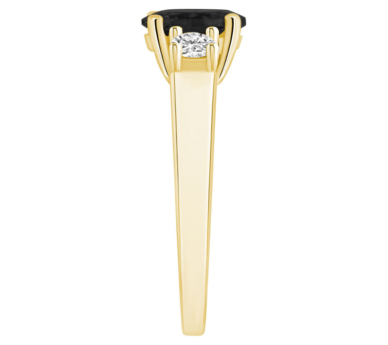 Affinity Gems Black Agate & Diamond Ring, 14K Gold — View 7