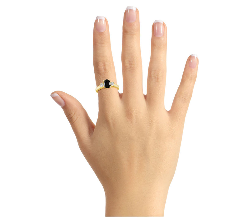 Affinity Gems Black Agate & Diamond Ring, 14K Gold — View 8