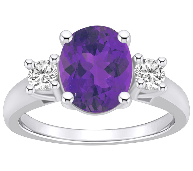 Affinity Gems Oval Gemstone & Diamond Ring, 14K White Gold — View 3