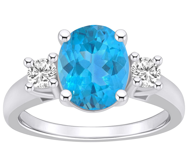 Affinity Gems Oval Gemstone & Diamond Ring, 14K White Gold — View 5