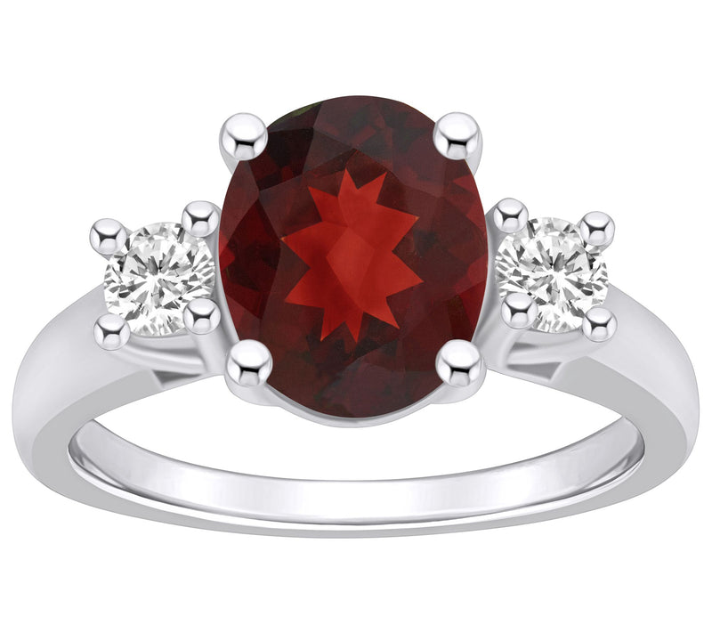 Affinity Gems Oval Gemstone & Diamond Ring, 14K White Gold — View 9