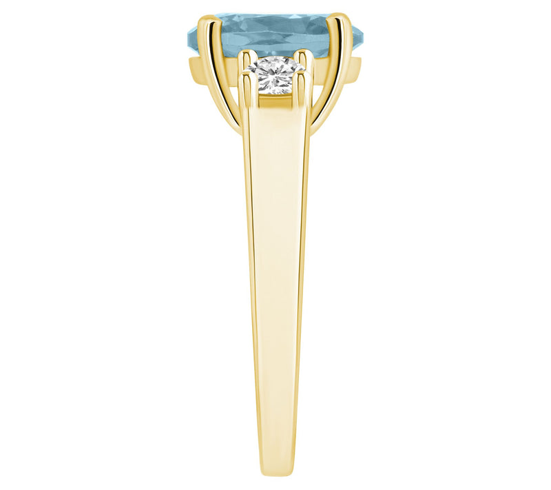 Affinity Gems Oval Cut Aquamarine & Diamond Ring, 14K Gold — View 7