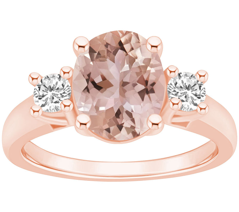 Affinity Gems Oval Cut Morganite & Diamond Ring , 14K Gold — View 3