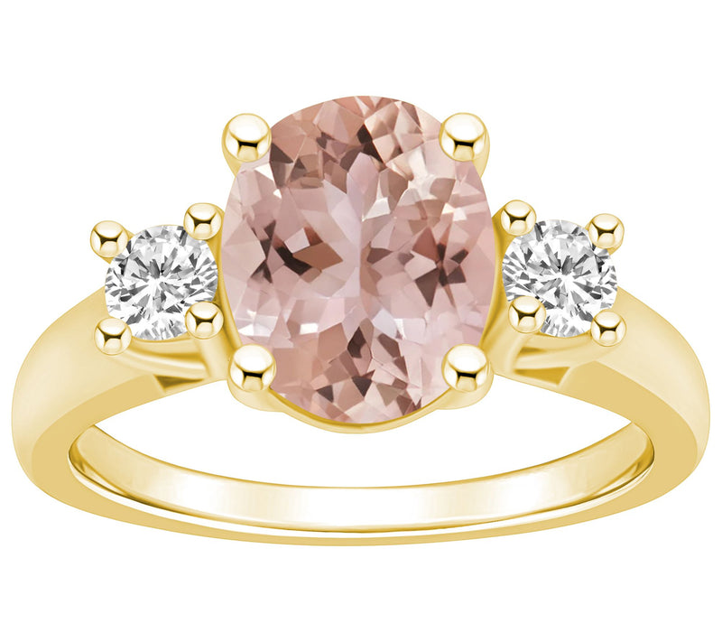 Affinity Gems Oval Cut Morganite & Diamond Ring , 14K Gold — View 6