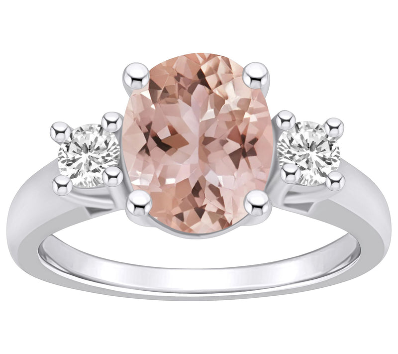 Affinity Gems Oval Cut Morganite & Diamond Ring , 14K Gold — View 7