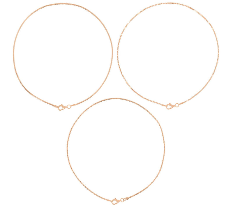 Louis Dell'Olio Sterling Bikini Set of 3 Ankle Bracelets — View 3