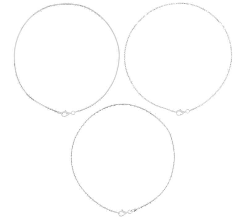 Louis Dell'Olio Sterling Bikini Set of 3 Ankle Bracelets — View 5
